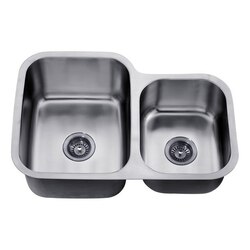 DAWN ASU110R 30 INCH UNDERMOUNT DOUBLE BOWL SINK - SMALL BOWL ON RIGHT