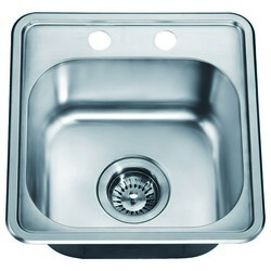 DAWN BST1515 14 INCH TOP MOUNT SINGLE BOWL BAR SINK WITH TWO PRE-CUT FAUCET HOLES