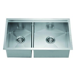 DAWN DSQ301515 32 INCH UNDERMOUNT DOUBLE BOWL SQUARE SINK - SMALL BOWL ON LEFT
