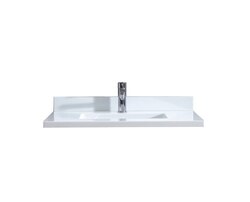 DAWN AAMT302135-01 30 X 22 INCH PURE WHITE QUARTZ COUNTERTOP WITH SINGLE UNDERMOUNT CERAMIC SINK