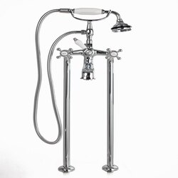 CHEVIOT 5102/3965 CROSS HANDLES FREE-STANDING TUB FILLER WITH HAND SHOWER