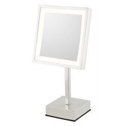 APTATIONS 713-55-83 KIMBALL & YOUNG 8 INCH FREE STANDING SINGLE SIDED LED LIGHTED MAGNIFIED MAKEUP MIRROR IN POLISHED NICKEL