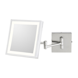 APTATIONS 913-55-43 KIMBALL & YOUNG 8 INCH WALL MOUNT SINGLE SIDED LED LIGHTED MAGNIFIED MAKEUP MIRROR IN CHROME