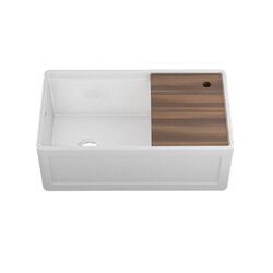 JULIEN 093319 FIRA 32 3/4 * 19 * 11 1/2 INCH UNDERMOUNT WITH APRON FRONT FIRECLAY KITCHEN SINK WITH ACCESSORY LEDGE