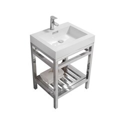 KUBEBATH AC-24 CISCO 24 INCH STAINLESS STEEL CONSOLE WITH WHITE ACRYLIC SINK IN CHROME