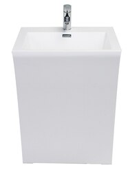 EVIVA EVSK7-24WH NUMERO 24 INCH WHITE BATHROOM VANITY ONE PIECE HIGH QUALITY ACRYLIC CONSULE/PEDESTAL