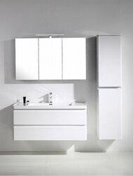 EVIVA EVVN1200-SS-48WH-FS GLAZZY 48 INCH FLOOR MOUNT MODERN BATHROOM VANITY WITH SINGLE SINK IN WHITE