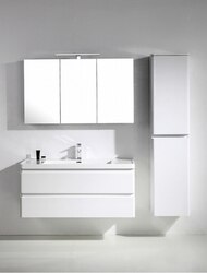 EVIVA EVVN1200-SS-48WH-WM GLAZZY 48 INCH WALL MOUNT MODERN BATHROOM VANITY WITH SINGLE SINK IN WHITE