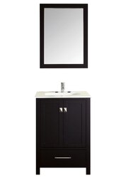 EVIVA EVVN412-24 ABERDEEN 24 INCH TRANSITIONAL BATHROOM VANITY WITH WHITE CARRERA COUNTERTOP