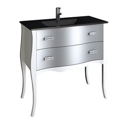 EVIVA EVVN532-32WHSV ARANJUEZ 32 INCH WHITE AND SILVER MODERN BATHROOM VANITY SET WITH INTEGRATED SINK