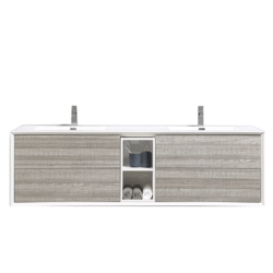 EVIVA EVVN777-75 VIENNA 75 INCH WALL MOUNT BATHROOM VANITY WITH WHITE INTEGRATED ACRYLIC SINK