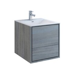 FRESCA FCB9224OG-I CATANIA 24 INCH OCEAN GRAY WALL HUNG MODERN BATHROOM CABINET WITH INTEGRATED SINK