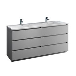 FRESCA FCB93-3636GR-D-I LAZZARO 72 INCH GRAY FREE STANDING MODERN BATHROOM CABINET WITH INTEGRATED DOUBLE SINK