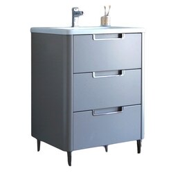 EVIVA EVVN74-26GR MARBELLA 26 INCH BATHROOM VANITY IN FOSSIL GRAY AND WHITE INTEGRATED ACRYLIC COUNTERTOP