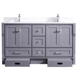 EVIVA EVVN522-60 BOOSTER 60 INCH DOUBLE SINK VANITY WITH WHITE CARRARA MARBLE COUNTERTOP