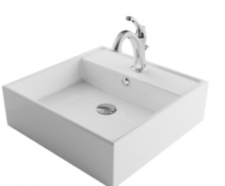 KRAUS C-KCV-150-1201 ELAVO 18-1/2 INCH SQUARE WHITE PORCELAIN CERAMIC BATHROOM VESSEL SINK WITH OVERFLOW AND ARLO FAUCET COMBO SET WITH LIFT ROD DRAIN