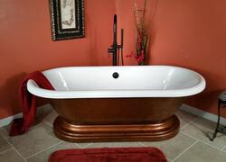 CAMBRIDGE PLUMBING ADE60P-NH-CB 60 INCH ACRYLIC DOUBLE ENDED PEDESTAL BATHTUB IN COPPER BRONZE WITH NO FAUCET DRILLINGS