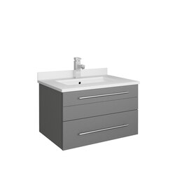 FRESCA FCB6124GR-UNS-CWH-U LUCERA 24 INCH GRAY WALL HUNG MODERN BATHROOM CABINET WITH TOP AND UNDERMOUNT SINK