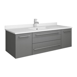 FRESCA FCB6148GR-UNS-CWH-U LUCERA 48 INCH GRAY WALL HUNG MODERN BATHROOM CABINET WITH TOP AND UNDERMOUNT SINK