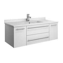 FRESCA FCB6142WH-UNS-CWH-U LUCERA 42 INCH WHITE WALL HUNG MODERN BATHROOM CABINET WITH TOP AND UNDERMOUNT SINK