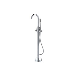MTD DF-02009 EILAT 2009 DOUBLE HANDLE FLOOR MOUNT TUB FILLER WITH HAND SHOWER IN POLISHED CHROME