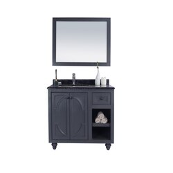 LAVIVA 313613-36G-BW ODYSSEY 36 INCH MAPLE GREY CABINET WITH BLACK WOOD COUNTERTOP