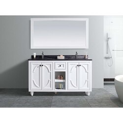 LAVIVA 313613-60W-BW ODYSSEY 60 INCH WHITE CABINET WITH BLACK WOOD COUNTERTOP