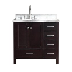 ARIEL A037S-L-VO CAMBRIDGE 37 INCH SINGLE SINK VANITY WITH LEFT OFFSET SINK