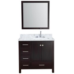 ARIEL A037S-R-CWR CAMBRIDGE 37 INCH RIGHT OFFSET SINLGE SINK VANITY SET