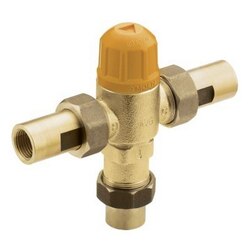 MOEN 104466 COMMERCIAL HIGH FLOW THERMOSTATIC MIXING VALVE 1/2 INCH IPC WITH 3/8 INCH COMPRESSION ADAPTER