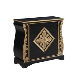 INFURNITURE AC1811-40-BG 40 INCH TWO DOOR ACCENT CABINET IN BLACK AND GOLD