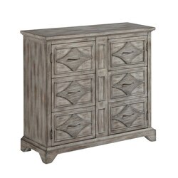 INFURNITURE AC1825-40-GR 40 INCH RUSTIC STYLE ACCENT CABINET WITH TWO STYLE DOORS IN GREY WITH A TOUCH OF BROWN