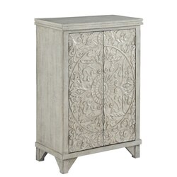 INFURNITURE AC1828-29-RW 29 INCH RUSTIC WHITE ACCENT CABINET WITH TWO FLORAL PATTERN DOORS