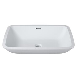 INFURNITURE WS-SO-A13-G 23 X 16 INCH POLYSTONE UNDERMOUNT AND OVERMOUNT RECTANGULAR SINK IN GLOSSY WHITE