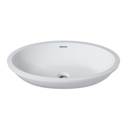 INFURNITURE WS-SO-V100-M 23 X 16 INCH POLYSTONE UNDERMOUNT and OVERMOUNT OVAL SINK IN MATTE WHITE