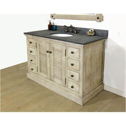 INFURNITURE WK1948+MG TOP 48 INCH SOLID WOOD SINGLE SINK VANITY WITH POLISHED TEXTURED SURFACE GRANITE TOP
