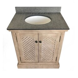 INFURNITURE WK8131+MG TOP 30 INCH RUSTIC SOLID FIR SINGLE SINK VANITY WITH POLISHED TEXTURED SURFACE GRANITE TOP
