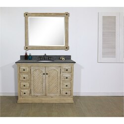 INFURNITURE WK8148+MG TOP 48 INCH SOLID RECYCLED FIR SINGLE SINK VANITY WITH POLISHED TEXTURED SURFACE GRANITE TOP