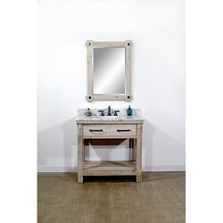 INFURNITURE WK8436+CW TOP 36 INCH RUSTIC SOLID FIR SINGLE SINK VANITY WITH CARRARA WHITE MARBLE TOP