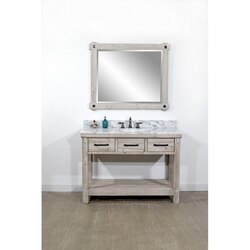 INFURNITURE WK8448+CW TOP 48 INCH RUSTIC SOLID FIR SINGLE SINK VANITY WITH CARRARA WHITE MARBLE TOP