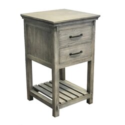 INFURNITURE WK8220SC-G 35 INCH RUSTIC SOLID FIR SIDE CABINET IN GREY DRIFTWOOD