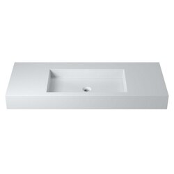 INFURNITURE WS-WS-K77-G 47 INCH POLYSTONE RECTANGULAR WALL MOUNTED SINK IN GLOSSY WHITE