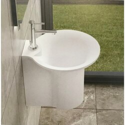 INFURNITURE WS-WS-N1-G 19 INCH POLYSTONE BUCKET STYLE WALL MOUNTED SINK IN GLOSSY WHITE