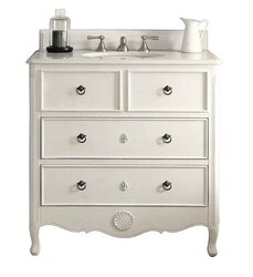 MODETTI MOD081AW-34 PROVENCE 34 INCH SINGLE BATHROOM VANITY SET IN ANTIQUE WHITE