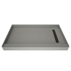 TILE REDI RT3360R-PVC-2.5 REDI TRENCH 33 D X 60 W INCH FULLY INTEGRATED SHOWER PAN WITH RIGHT PVC DRAIN, RIGHT TRENCH WITH DESIGNER GRATE