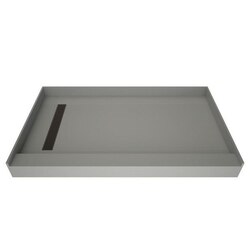 TILE REDI RT3642L-PVC REDI TRENCH 36 D X 42 W INCH FULLY INTEGRATED SHOWER PAN WITH LEFT PVC DRAIN AND LEFT TRENCH WITH DESIGNER GRATE