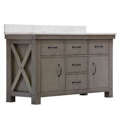 WATER-CREATION AB60CW03GG-A24000000 ABERDEEN 60 INCH GRIZZLE GREY DOUBLE SINK BATHROOM VANITY WITH MIRRORS AND CARRARA WHITE MARBLE COUNTER TOP