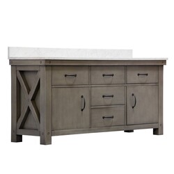 WATER-CREATION AB72CW03GG-000000000 ABERDEEN 72 INCH GRIZZLE GREY DOUBLE SINK BATHROOM VANITY WITH CARRARA WHITE MARBLE COUNTER TOP