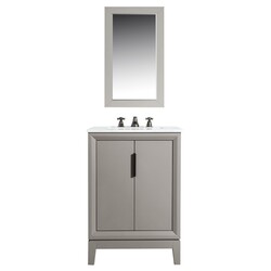 WATER-CREATION EL24CW03CG-R21BX0903 ELIZABETH 24 INCH SINGLE SINK CARRARA WHITE MARBLE VANITY IN CASHMERE GREY WITH MATCHING MIRROR AND LAVATORY FAUCET