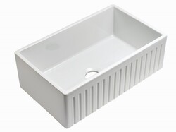 EMPIRE INDUSTRIES SP27G SUTTON PLACE 27 INCH FARMHOUSE FIRECLAY KITCHEN SINK IN WHITE WITH GRID AND STRAINER